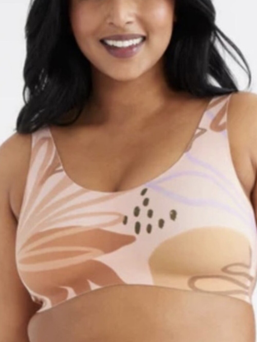 Knix Peach Tone Graphic Comfy Wireless Bra (Size 4XL; XXXXL = 44A, 44B, 44C)